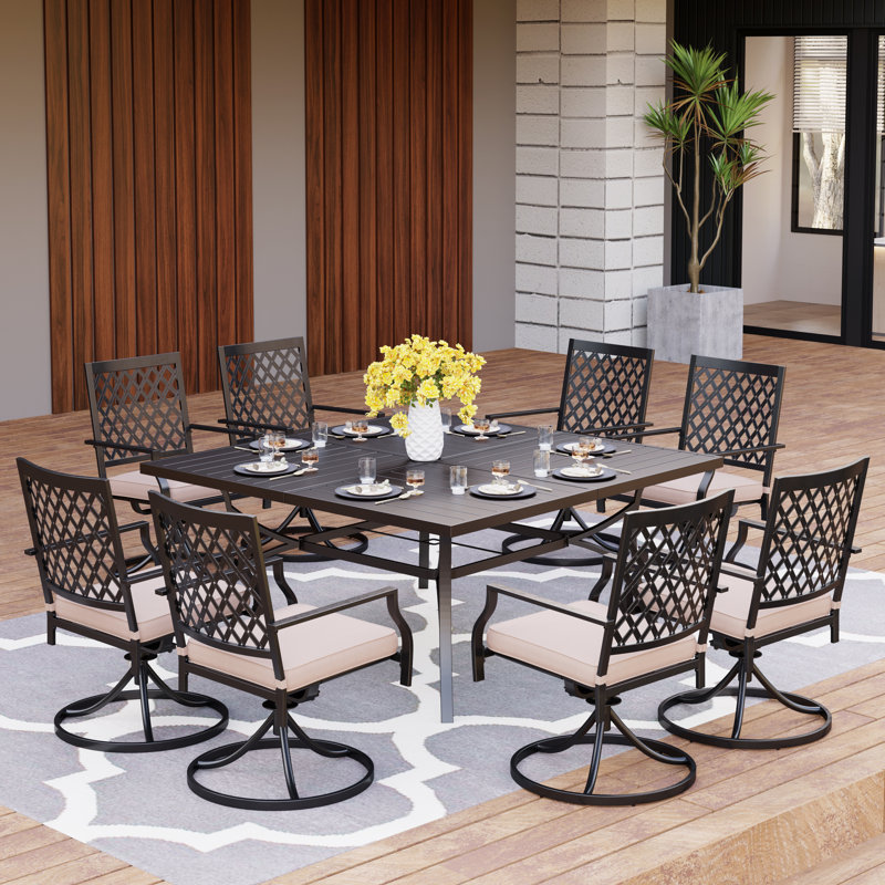 Lark Manor Ballarat 8 Person Square Outdoor Dining Set with Cushions